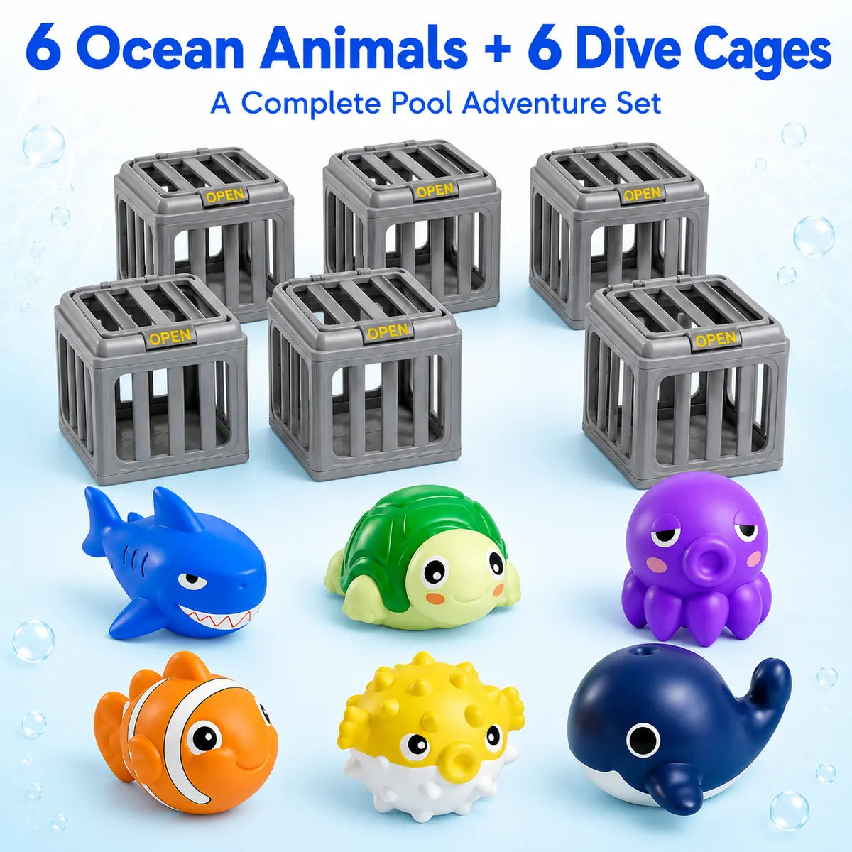 💦 👑 Ocean Animal Pool Diving Toy Set - Toss, Dive, Press & Rescue