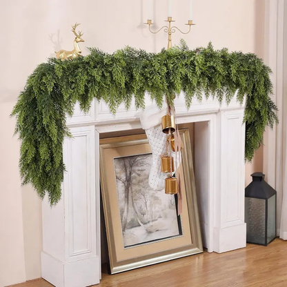 🎅🎄🎄 Artificial Cedar Garland🌿Green Pine Garland for Table, Mantel, Wall – Perfect for Indoor & Outdoor Christmas Decorations