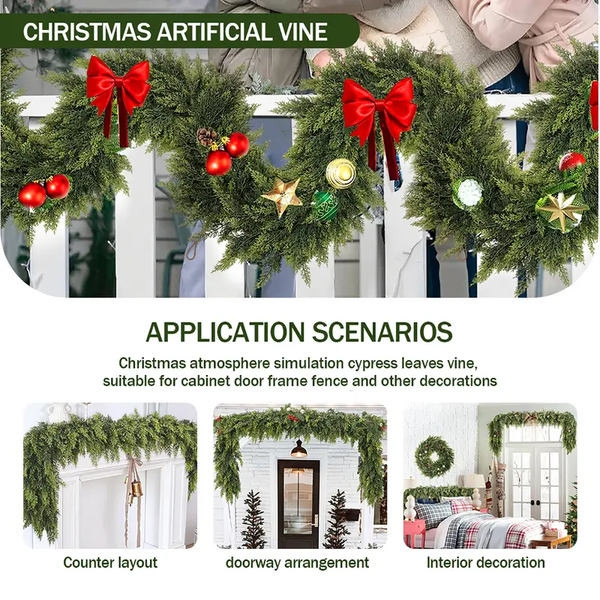 🎅🎄🎄 Artificial Cedar Garland🌿Green Pine Garland for Table, Mantel, Wall – Perfect for Indoor & Outdoor Christmas Decorations