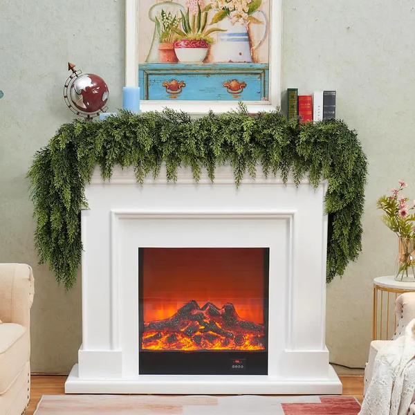 🎅🎄🎄 Artificial Cedar Garland🌿Green Pine Garland for Table, Mantel, Wall – Perfect for Indoor & Outdoor Christmas Decorations